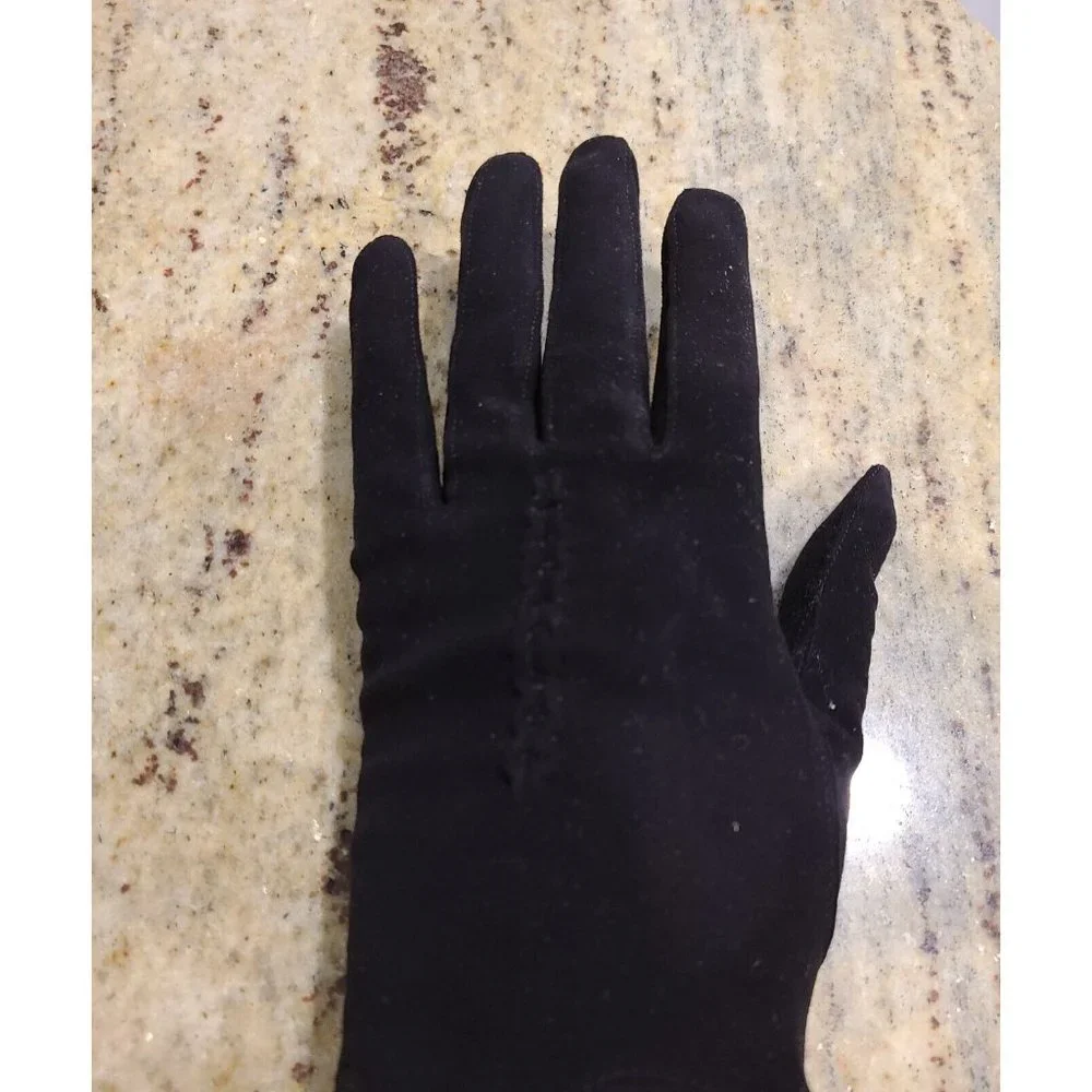 Vintage Size M 7 Black Soft Suede Leather Formal 8.5